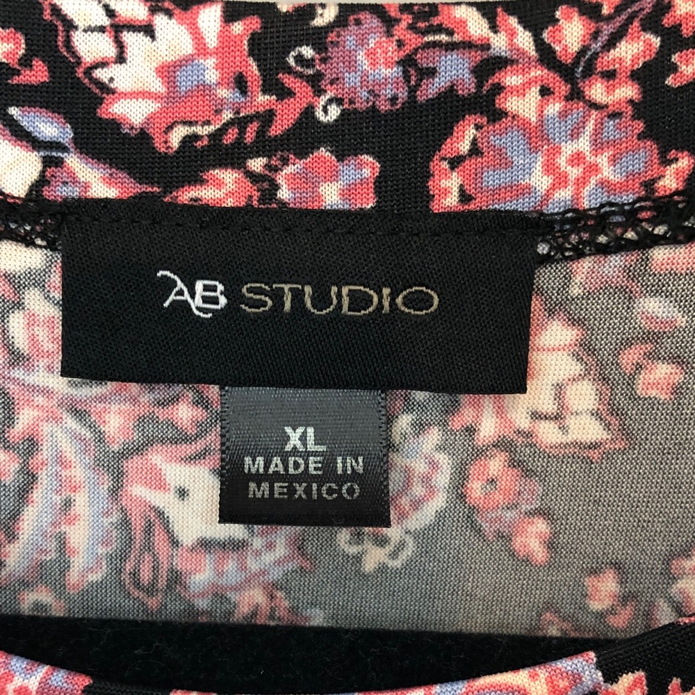 AB Studio Black Tank with Pink Medallion Floral Print - Picture 2 of 8